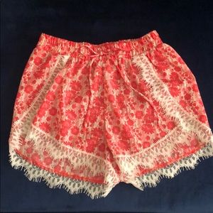 Soft coral floral shorts